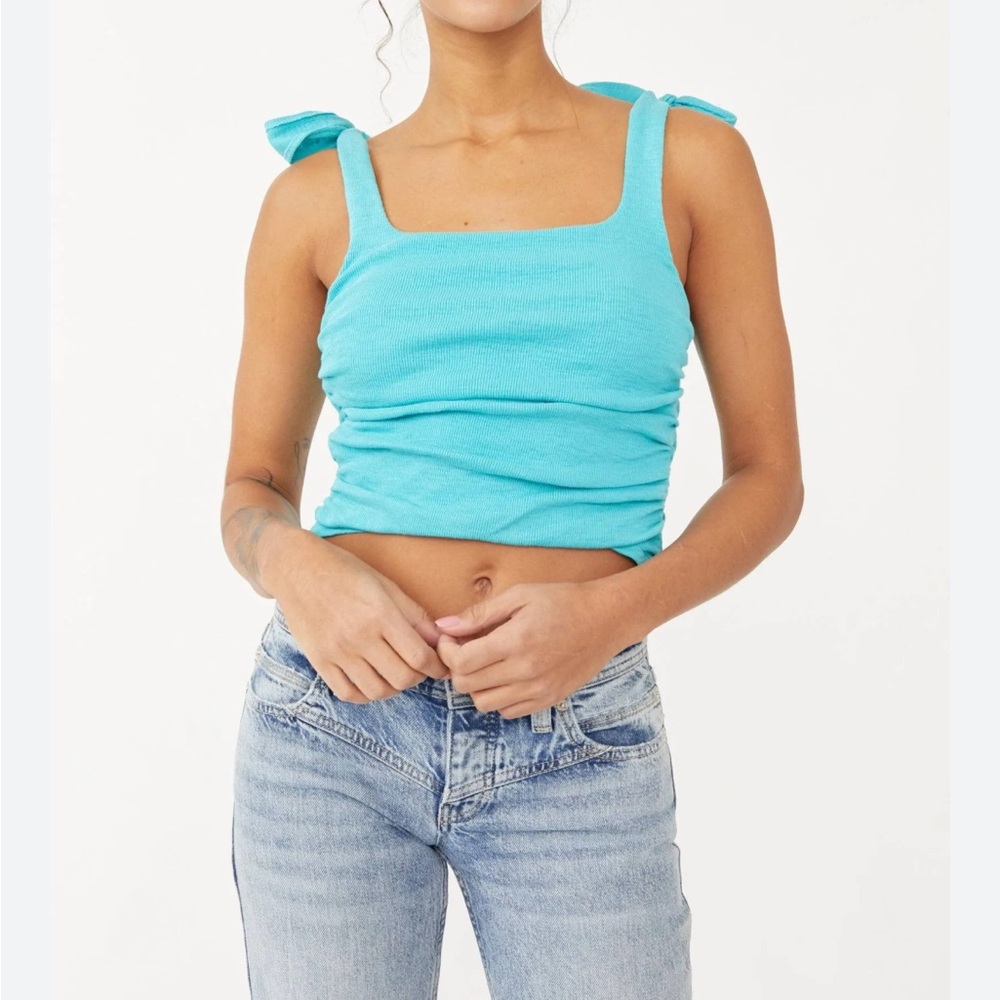 Free People Turquoise Sleeveless Crop Top